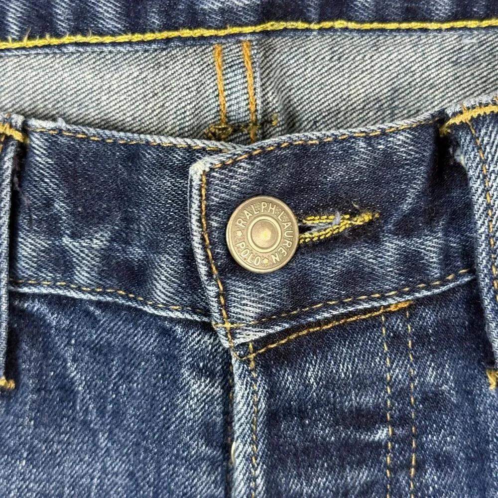 Polo Ralph Lauren Jeans Mens 32x32 Blue Varick Slim Fit Button Fly Dark Wash
